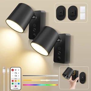 2x Lámpara de Pared LED Regulable RGBCW Lámpara de Pared Lámpara de Lectura Inalámbrica Control Remoto 3W - Imagen 1 de 9