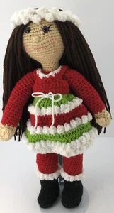 Amigurumi Crochet Soft Sculptured Doll Dressed Christmas Holidays 15” tall New - Picture 1 of 10
