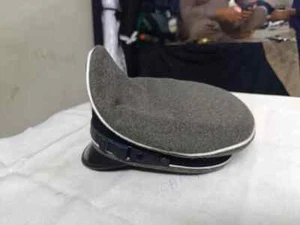 WWII German Waffen SS NCO Crusher Cap - Field Grey Wool with Metal Badges - Picture 1 of 4