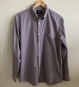 Charles Tyrwhitt Shirt Long Sleeved Classic Fit Navy Red White Cotton Men Sz M - Picture 1 of 8