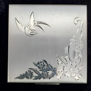 Vintage Sterling Silver Compact Elgin American Beauty Bird Flower 128 Grams - Picture 1 of 21