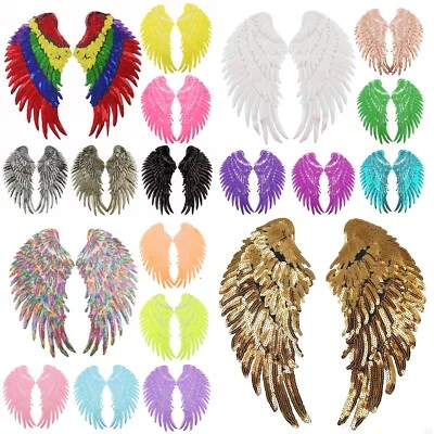 Sequin Wings Set Patches for Clothes Angel Wings Wing Applique Iron On Patches - Image 1 of 4