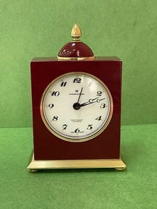 Vintage RARE VINTAGE HAMILTON EIGHT DAYS 7 JEWELS ALARM CLOCK Red Enamel R5 - Picture 1 of 15