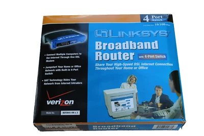 LINKSYS 4 PORT SWITCH BROADBAND ROUTER MODEL BEFSR41-VN v. 2 POWER CORD INCLUDED - Image 1 of 4