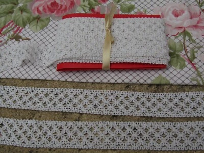 510 cm de dentelle  largueur 3,3 cm blanc en coton - Photo 1/4