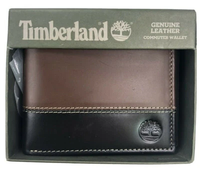 Timberland / Marrón oscuro/Negro / Cuero genuino premium doble pliegue / Nuevo en caja / Reg $55 Foto 1 de 4