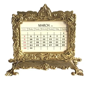 Vintage Solid Brass Virginia Metal Crafters Letter Holder Perpetual Calendar - Picture 1 of 15