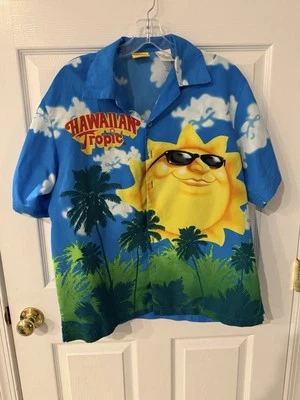 Hawaiian Tropic Camp Shirt Adult M Polyester Button Up All Over Print Caribbean - Image 1 of 4