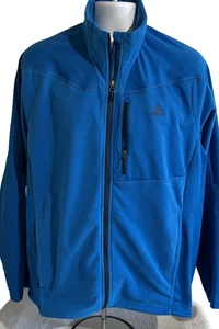 Adidas Jacket Mens Extra Large Blue Full Zip Fleece Outdoor Athletic Pockets - Picture 1 of 13