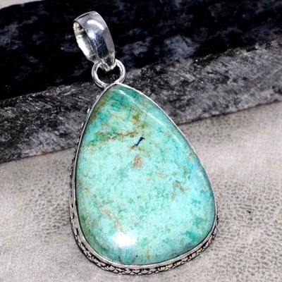 Colgante de crisocola enchapado en plata 925 talla 1,8" GW Foto 1 de 3