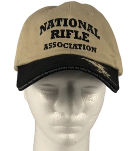 Cappello Berretto Baseball NRA National Rifle Association 1871 Aquila Nero Marrone Regolabile - Foto 1 di 7