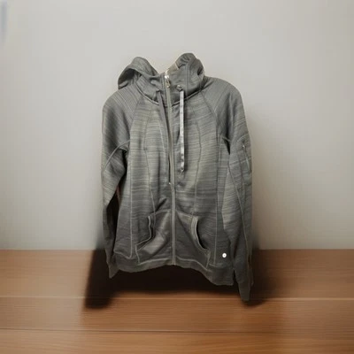 Jaqueta feminina 90 graus por reflex L cinza com capuz roupa ativa zíper completo forrada de lã - Imagem 1 de 4