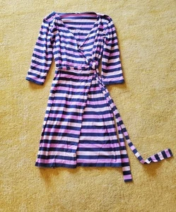 Vintage Marimekko Multicolor Stripe True Wickelkleid L/XL 10/12/14 Baumwolle Stretch - Bild 1 von 11
