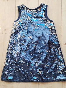 Mädchen Festkleid mit Pailletten dunkelblau + Blazer schwarz Gr. 122/ 128 - Bild 1 von 8