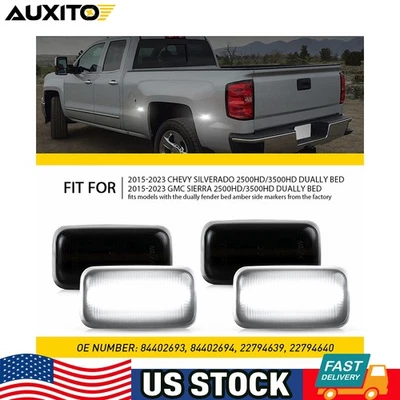 Luces de señalización laterales LED traseras blancas de doble cama para GMC Sierra 2500HD 3500HD 15-23 Foto 1 de 4