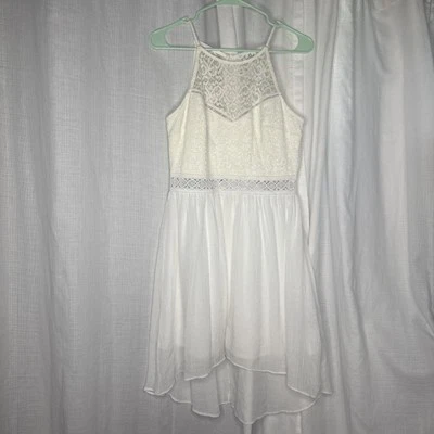 IZ Byer Womens Dress Junior 11 White Lace Cut Out Sleeveless Keyhole - Image 1 of 4