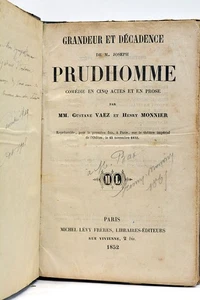Livre ancien Comédie MONNIER envoi autographe de l'auteur Paris 1852 - Imagen 1 de 9