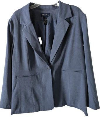 Denim & Co Women's Size 2X Blue Brushed Polyester LS Lined Career Blazer Jacket - Image 1 of 4