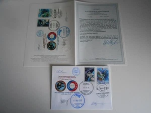 Sojus TMA-16M geflogene ISS Bordpost 3x Originalunterschrift Coa Space - Bild 1 von 1