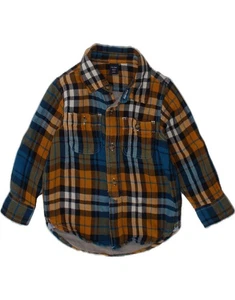 GAP Boys Flannel Shirt 2-3 Years Brown Check Cotton BU15 - Picture 1 of 3