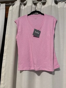 NUEVO CON ETIQUETAS Camisa Marled Essentials Para Mujer XS Rosa Músculo Camiseta Cuello en V Modal - Imagen 1 de 7