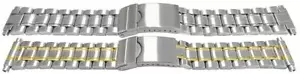 Satin Mirror Edged Centre Link Watch Bracelet Strap 16mm-22mm 3 Link Row Type - Picture 1 of 5