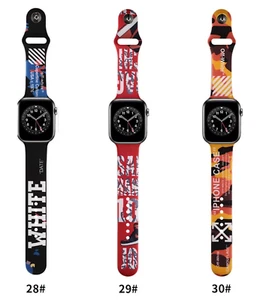 For Apple Watch Painted Silicone Band Strap for iWatch Ultra Series 8/7/6/3/SE - Picture 1 of 36