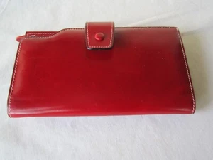 Bostanten Red Leather Organizer Wallet Clutch Back Zip Coin Pocket - Picture 1 of 7