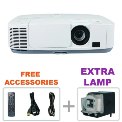 REFURBISHED - NEC P401W 3LCD Projector 4000 ANSI HD HDMI w/Remote + EXTRA LAMP - Image 1 of 4