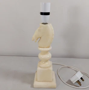 Knight Chess Piece Lamp Base Table Bedside Lamp Horse Alabaster 1950s Vintage - Picture 1 of 16