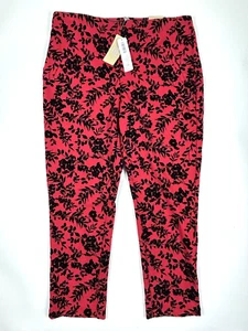 Chicos 1.5 Fabulously Slimming Ponte Slim Leg Flocked Red Black Floral Sz 10 NEW - Bild 1 von 10