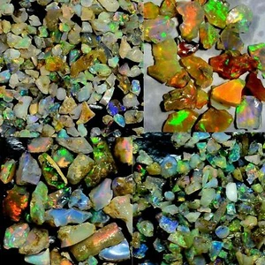 Lote de muestras ásperas Welo Opal cristal etíope natural ópalo negro juego de colores - Imagen 1 de 5