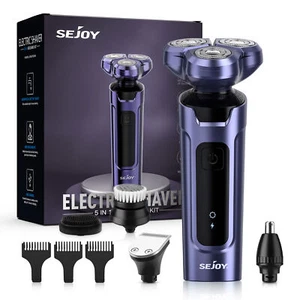 SEJOY Electric Razor for Men Rotary Shaver Beard Trimmer Wet & Dry Rechargeable - Picture 1 of 38