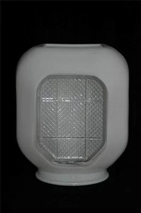 Lampada/luce da soffitto vintage quadrata in vetro taglio bianco e trasparente globo - Foto 1 di 1