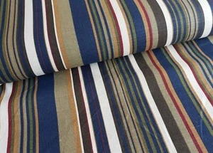 Stripes 100% Linen Fabric Striped Fabric Curtain Dressmaking Deckchair Cushion - Picture 1 of 4