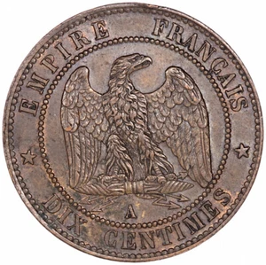 1862 A 10 Céntimos Francia ~ Napoleón III ~ Alto Grado + Lustre - Imagen 1 de 2