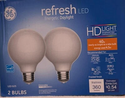 GE 47659 LED Refresh Light Bulbs, Daylight, 350 Lumens, 40 Watt, 2-Pk. - - Image 1 of 3