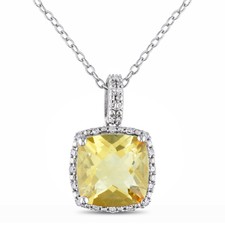 Amour Silver Citrine and 1/10ct TDW Diamond Necklace (G-H, I3)