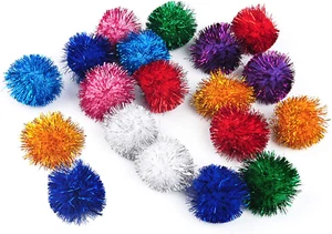 20 Pack 2 Inches Cat Sparkle Balls for Cats Large Size, Glitter Pom Poms Fuzzy C - Picture 1 of 12