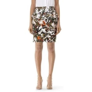 CLUB MONACO Cady Peplum Pencil Skirt Szie 8 White Floral NWT Tropical Zip - Picture 1 of 11