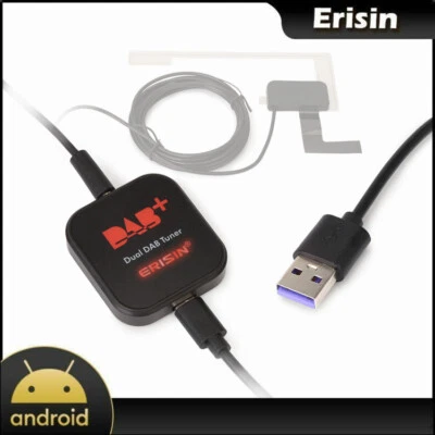ERISIN Dual DAB+ Tuner Digital Radio Empfänger Verstärker für Android 8.0+ Autoradios