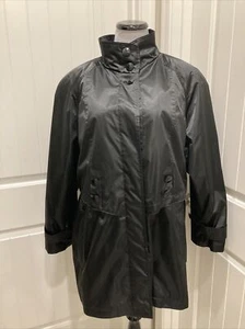 Cute Black Raincoat Dry Dock by Serbin Zip Out Lining SZ 16P Mid Thigh Length? - Picture 1 of 24