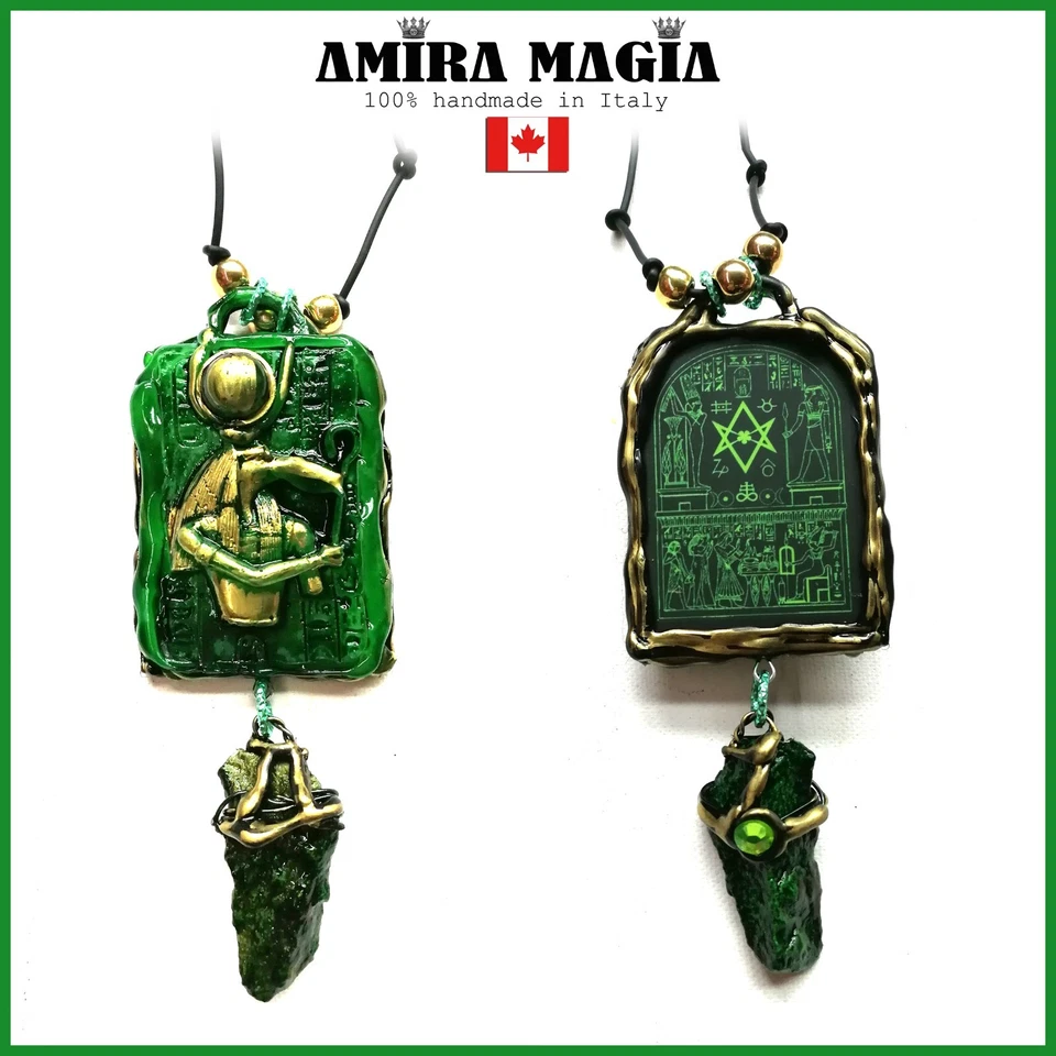 Egyptian God Thoth Ancien Egypt Pharaon Jewelry Pendant Emerald Tablet Papyrus - Image 1 of 4