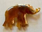 Liz Claborne Vintage Elephant Figural Brooch Pin Faux Tortoise Shell Lucite 1970