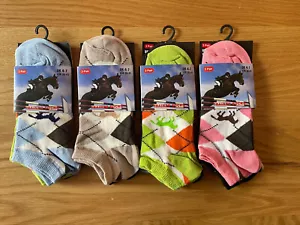 Girls Ladies Socks 12 Pairs Equestrian Horse Argyle Design Trainer Socks Uk 4-7 - Picture 1 of 6