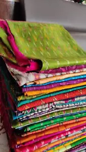 Vintage Silk Patola Saree Dressmaking Ethnic Craft Indian Sari - 5 pcs - Picture 1 of 5