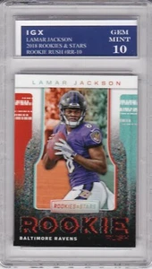 Tarjeta de novato Lamar Jackson 2018 fútbol americano R&S Rush $$ gema como nueva 10 cuervos insertar radiocontrol - Imagen 1 de 1