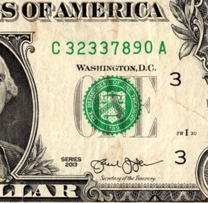 Four Digit Ladder Fancy Serial Number One Dollar bill C32337890A - Picture 1 of 11