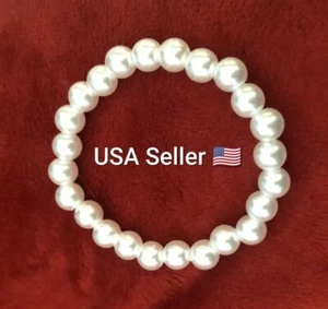 New Ethnic 8mm Fashion cute White pearl Bracelet Women adjustable jewelry Pearl  - Picture 1 of 6