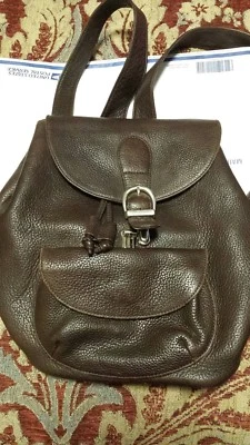 Eddie Bauer Brown Pebbled Leather Backpack Shoulder Rucksack Handbag Hobo EUC - Image 1 of 4